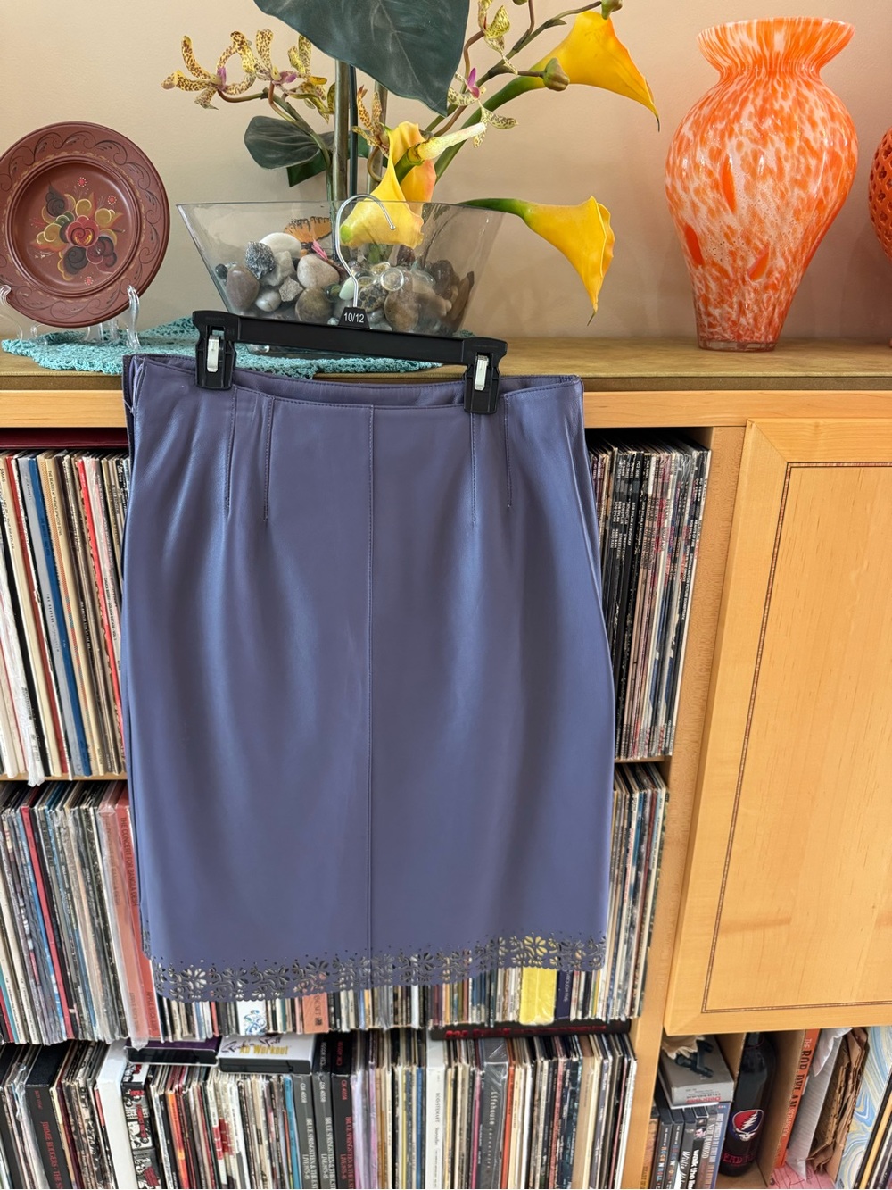 PRICE DROP: SIENA STUDIO, 7/8, lined, Lavender Laser-Hem LAMBSKIN LEATHER Pencil